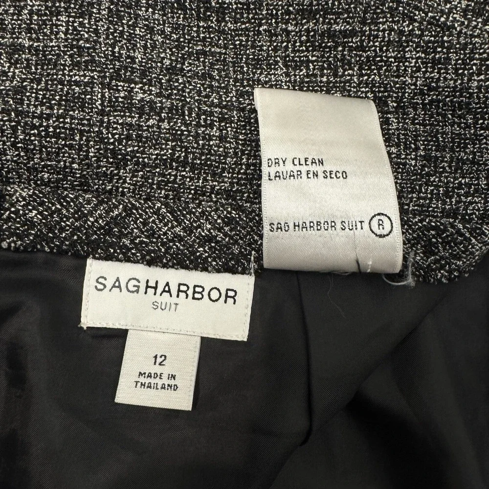 Sag Harbor Pencil Skirt Women 12 Black White Textured Knee Length Professional